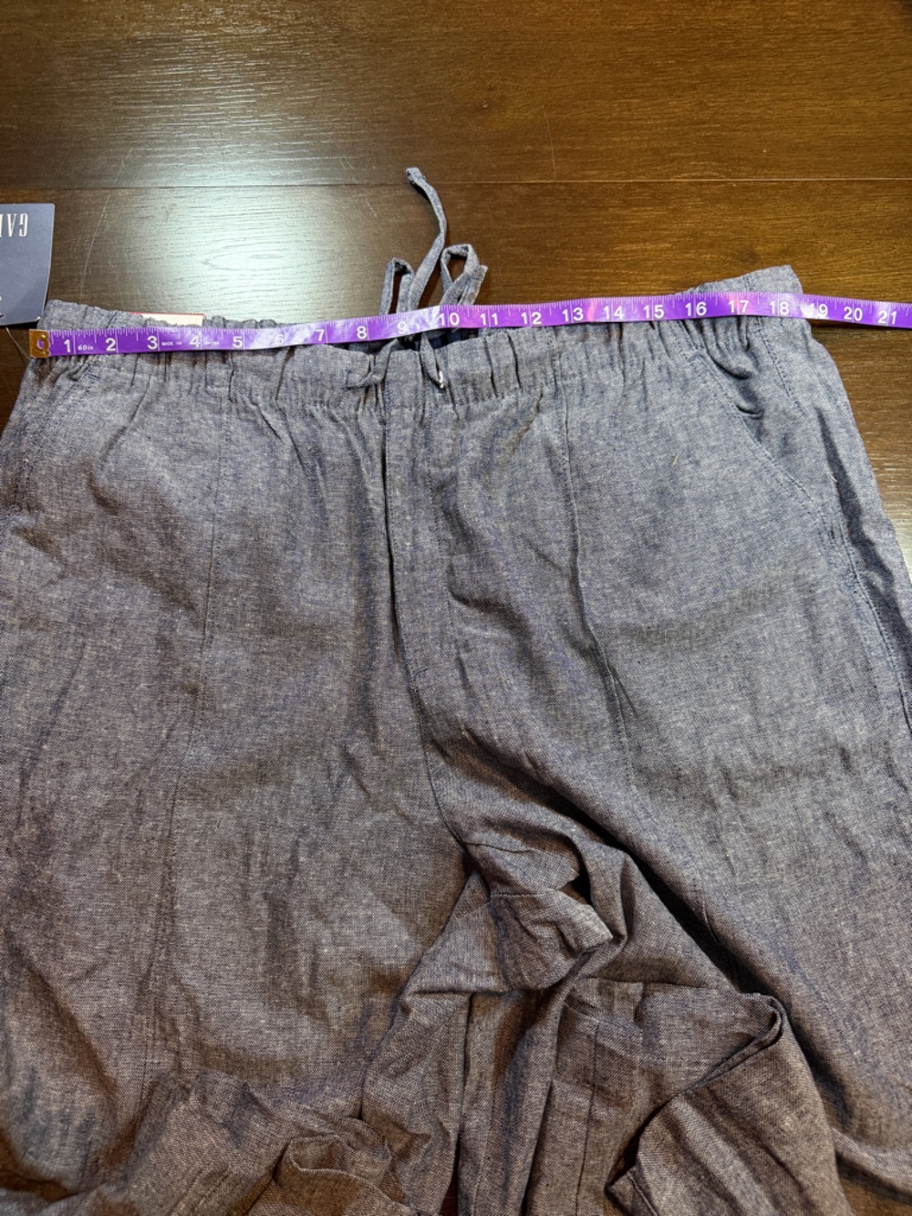 GAP Navy and White Linen Wide Leg Pants Coastal - Picture 5 of 12